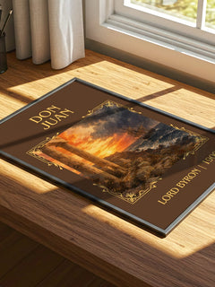 Don Juan Classic Book Art Print by Lord Byron – print on a sunlit desk