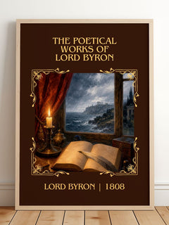 The poetical works of Lord Byron Classic Book Art Print by Lord Byron – framed print leaning on a wooden floor