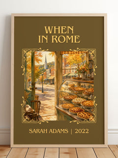 When in Rome Classic Book Art Print by Sarah Adams – framed print leaning on a wooden floor
