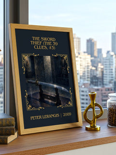 Sword Thief (The 39 Clues, #3) Classic Book Art Print by P. Lerangis – framed print on a city-view windowsill