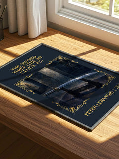 Sword Thief (The 39 Clues, #3) Classic Book Art Print by P. Lerangis – print on a sunlit desk