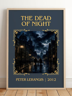 The Dead of Night Classic Book Art Print by Peter Lerangis – framed print leaning on a wooden floor