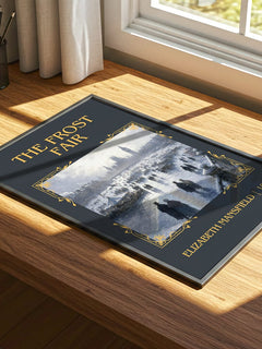 The Frost Fair Classic Book Art Print by Elizabeth Mansfield – print on a sunlit desk
