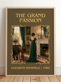 The Grand Passion Classic Book Art Print by Elizabeth Mansfield – framed print leaning on a wooden floor