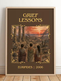 Grief Lessons Classic Book Art Print by Euripides – framed print leaning on a wooden floor