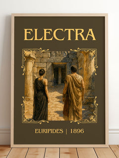 Electra Classic Book Art Print by Euripides – framed print leaning on a wooden floor