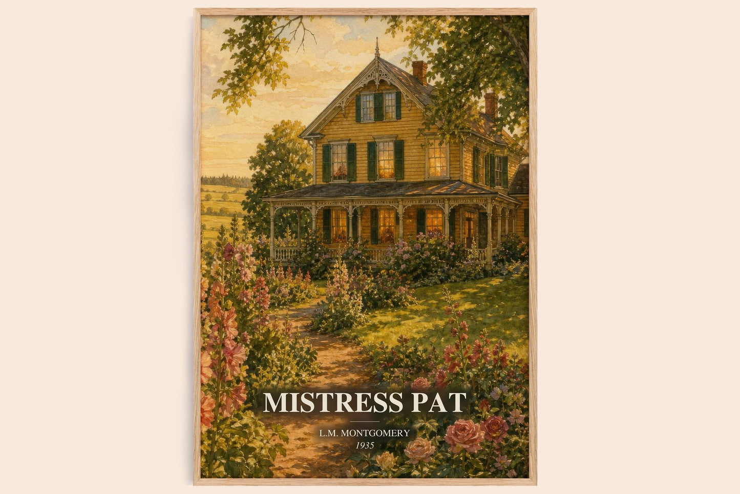 Mistress Pat watercolour book poster by L.M. Montgomery – framed literary art print