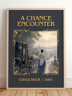 A Chance Encounter Classic Book Art Print by Gayle Buck – framed print leaning on a wooden floor