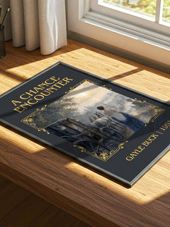 A Chance Encounter Classic Book Art Print by Gayle Buck – print on a sunlit desk