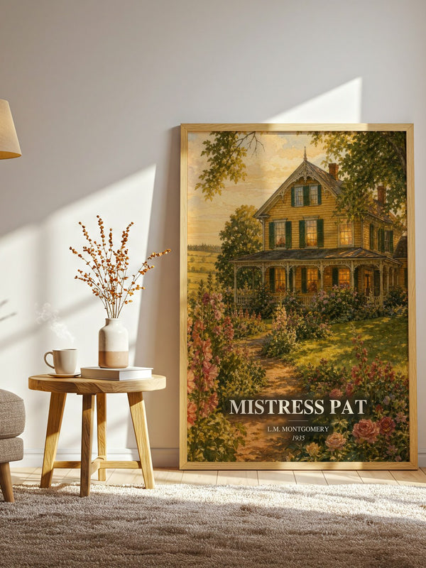 Mistress Pat watercolour print in frame leaning in hallway – coming of age wall art