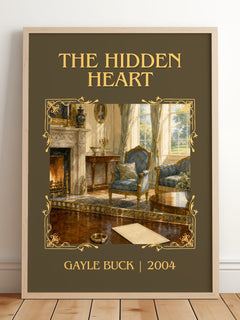 The Hidden Heart Classic Book Art Print by Gayle Buck – framed print leaning on a wooden floor