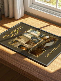 The Hidden Heart Classic Book Art Print by Gayle Buck – print on a sunlit desk