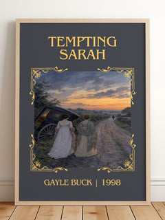 Tempting Sarah Classic Book Art Print by Gayle Buck – framed print leaning on a wooden floor