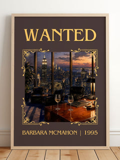 Wanted Classic Book Art Print by Barbara McMahon – framed print leaning on a wooden floor