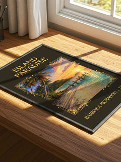 Island Paradise Classic Book Art Print by Barbara McMahon – print on a sunlit desk