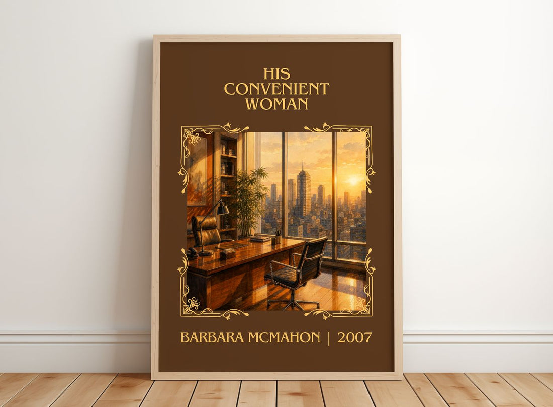 His Convenient Woman Classic Book Art Print by Barbara McMahon – framed print leaning on a wooden floor