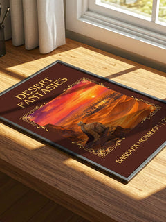 Desert Fantasies Classic Book Art Print by Barbara McMahon – print on a sunlit desk