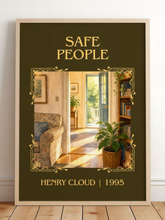 Safe People Classic Book Art Print by Henry Cloud – framed print leaning on a wooden floor