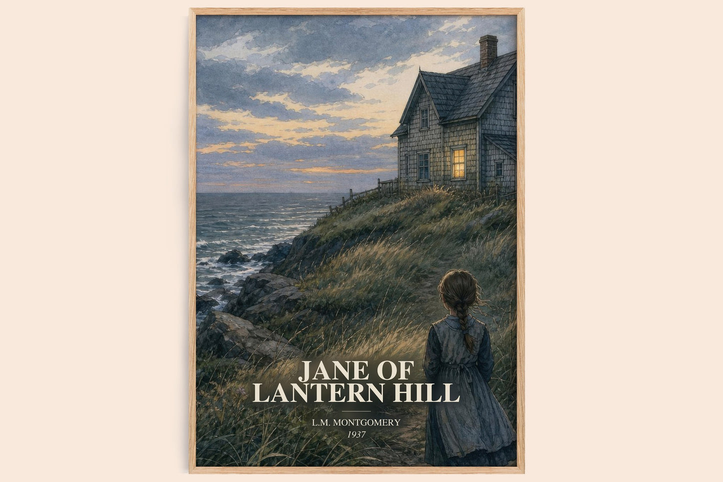 Jane Of Lantern Hill watercolour book poster by L.M. Montgomery – framed literary art print
