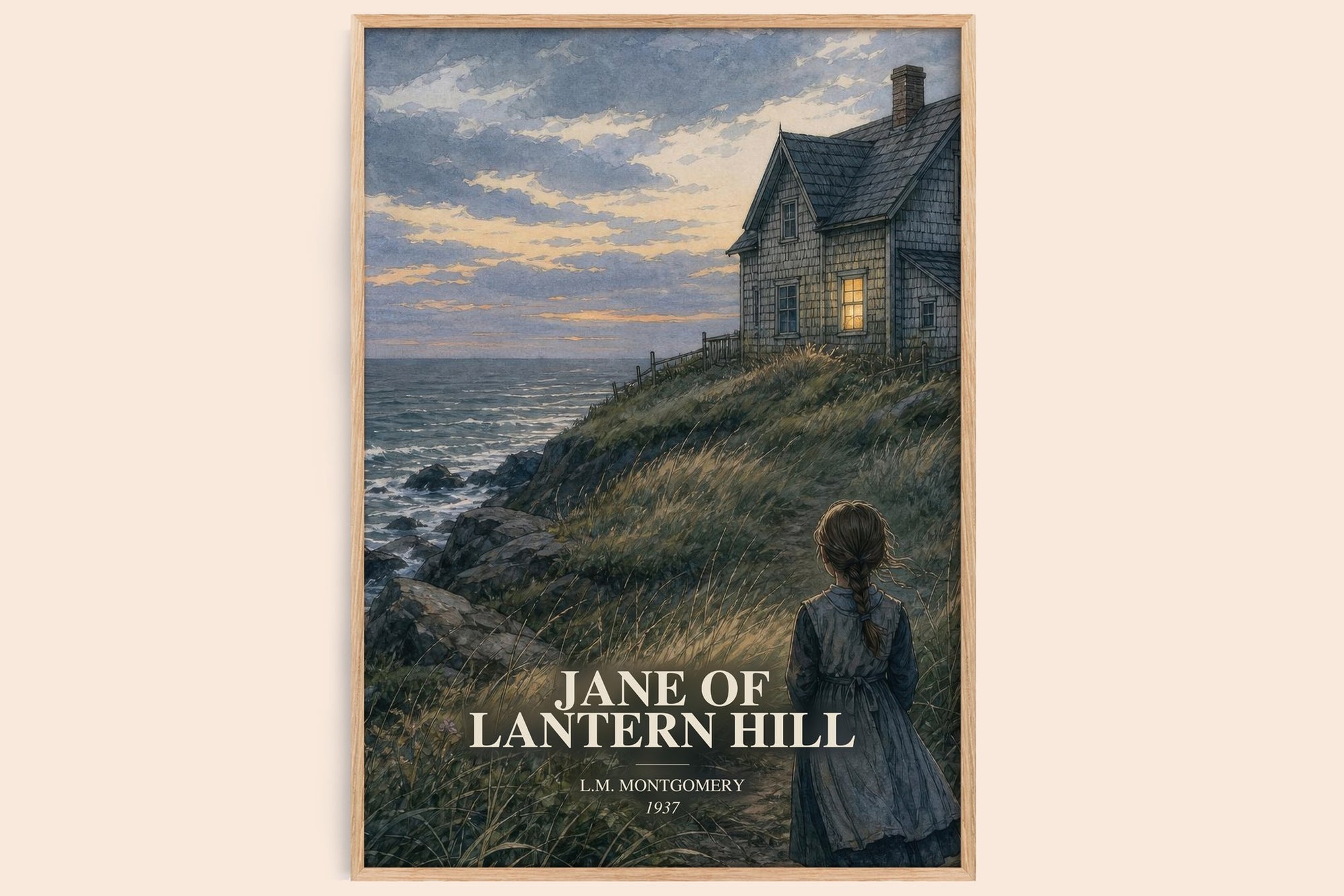 Jane Of Lantern Hill watercolour book poster by L.M. Montgomery – framed literary art print