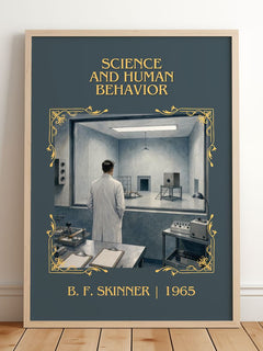 Science And Human Behavior Classic Book Art Print by B. F. Skinner – framed print leaning on a wooden floor