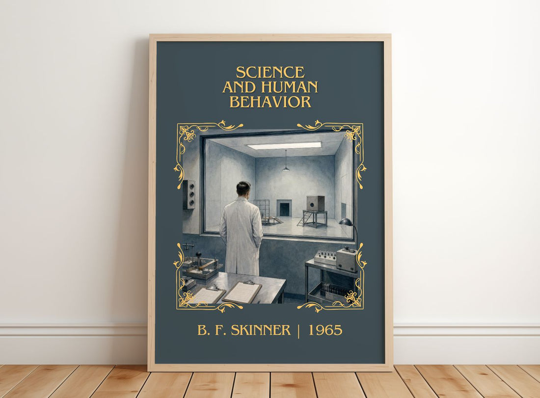 Science And Human Behavior Classic Book Art Print by B. F. Skinner – framed print leaning on a wooden floor