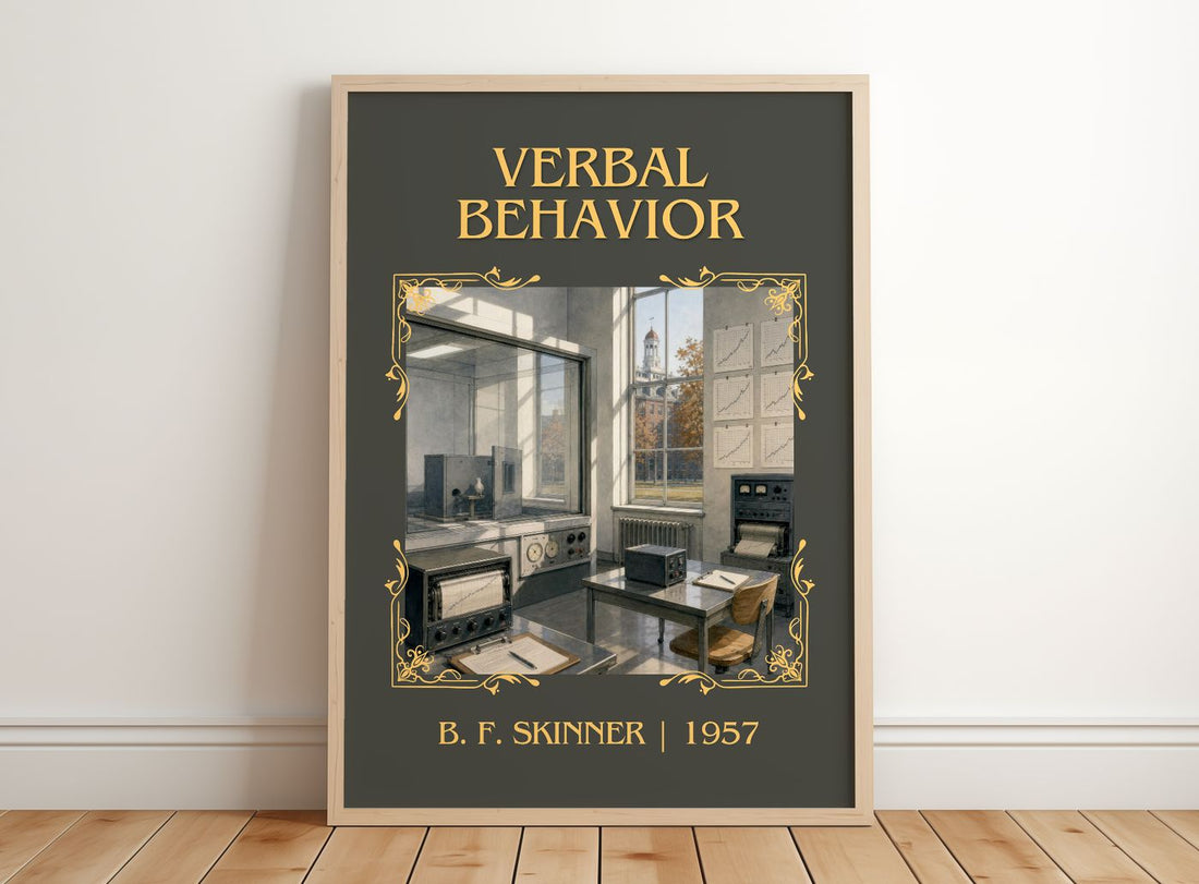Verbal behavior Classic Book Art Print by B. F. Skinner – framed print leaning on a wooden floor