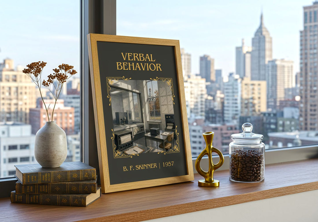 Verbal behavior Classic Book Art Print by B. F. Skinner – framed print on a city-view windowsill