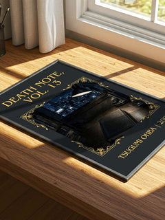 Death Note, Vol. 13 Classic Book Art Print by Tsugumi Ohba – print on a sunlit desk