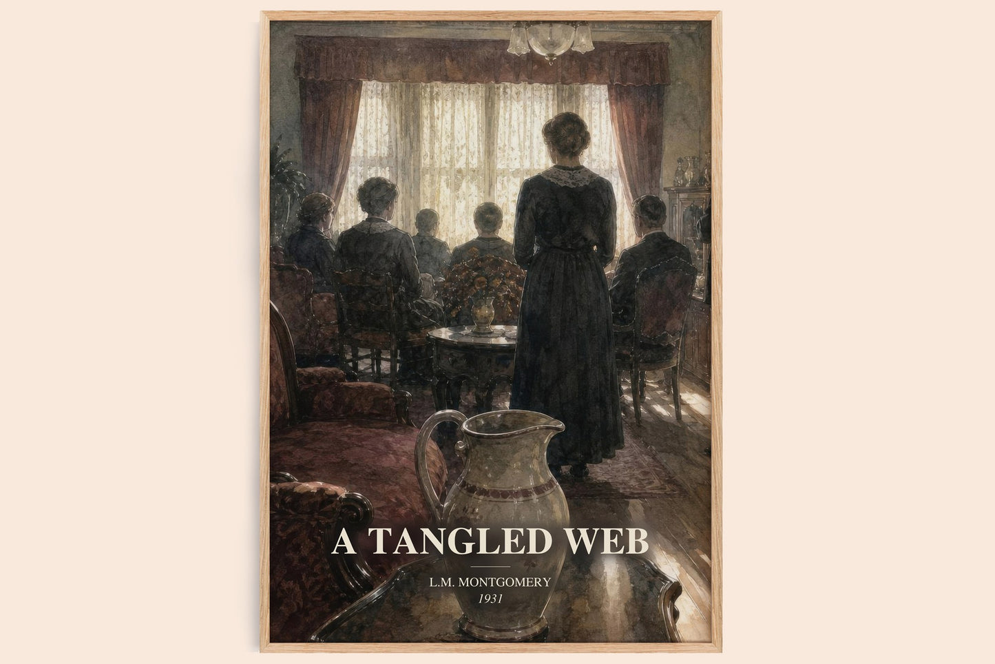 A Tangled Web watercolour book poster by L.M. Montgomery – framed literary art print