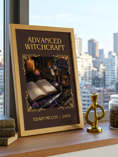 Advanced Witchcraft Classic Book Art Print by Edain McCoy – framed print on a city-view windowsill