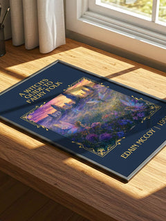 A witch's guide to faery folk Classic Book Art Print by Edain McCoy – print on a sunlit desk