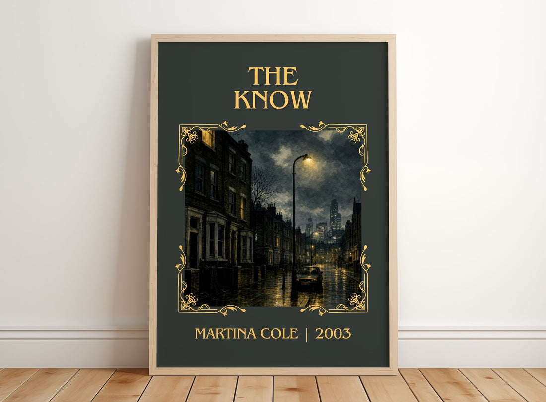 The Know Classic Book Art Print by Martina Cole – framed print leaning on a wooden floor
