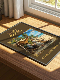 Baby Island Classic Book Art Print by Carol Ryrie Brink – print on a sunlit desk