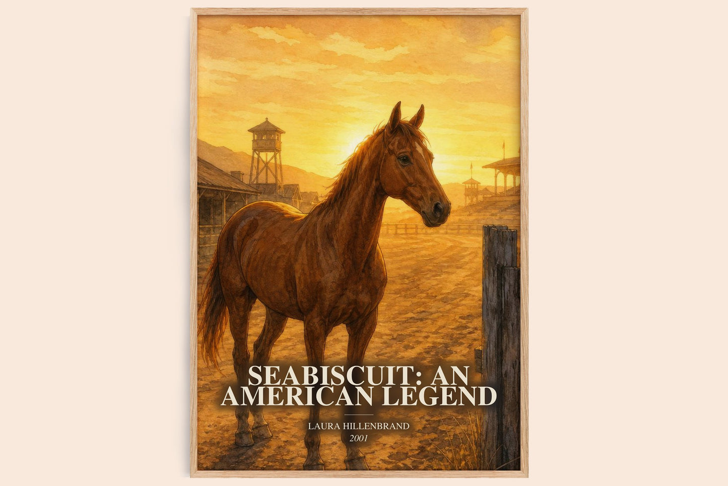 Seabiscuit: An American Legend watercolour book poster by Laura Hillenbrand – framed literary art print
