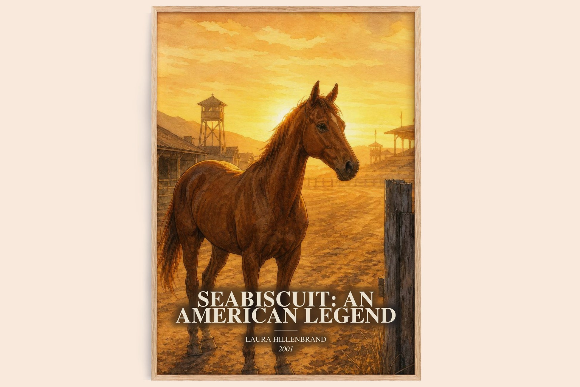 Seabiscuit: An American Legend watercolour book poster by Laura Hillenbrand – framed literary art print