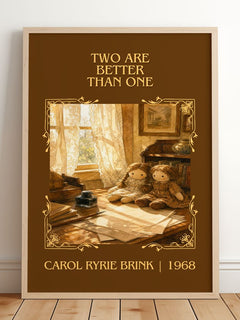 Two Are Better Than One Classic Book Art Print by Carol Ryrie Brink – framed print leaning on a wooden floor