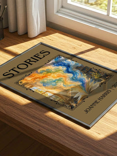 Stories Classic Book Art Print by Joanne Harris – print on a sunlit desk