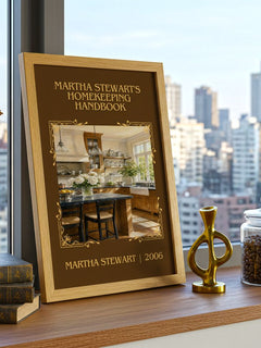 Martha Stewart's Homekeeping Handbook Classic Book Art Print by Martha Stewart – framed print on a city-view windowsill