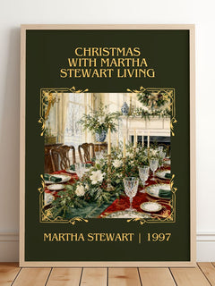 Christmas with Martha Stewart living Classic Book Art Print by Martha Stewart – framed print leaning on a wooden floor
