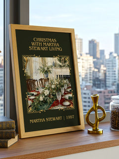 Christmas with Martha Stewart living Classic Book Art Print by Martha Stewart – framed print on a city-view windowsill