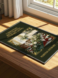 Christmas with Martha Stewart living Classic Book Art Print by Martha Stewart – print on a sunlit desk