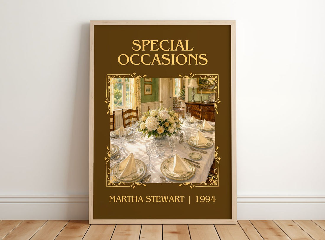 Special occasions Classic Book Art Print by Martha Stewart – framed print leaning on a wooden floor
