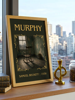 Murphy Classic Book Art Print by Samuel Beckett – framed print on a city-view windowsill