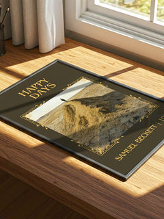 Happy days Classic Book Art Print by Samuel Beckett – print on a sunlit desk