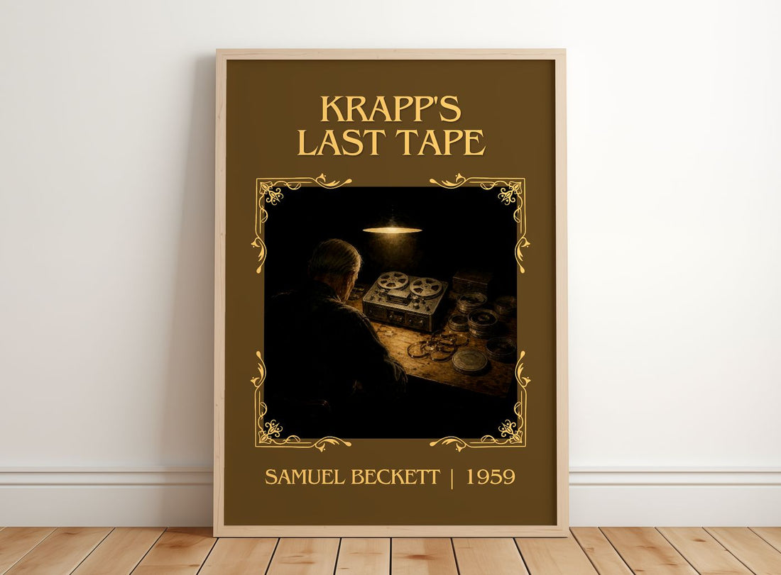 Krapp's last tape Classic Book Art Print by Samuel Beckett – framed print leaning on a wooden floor