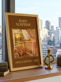 Baby Surprise Classic Book Art Print by Janelle Denison – framed print on a city-view windowsill