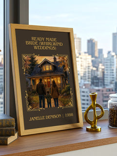 Ready Made Bride  (Whirlwind Weddings) Classic Book Art Print by Janelle Denison – framed print on a city-view windowsill