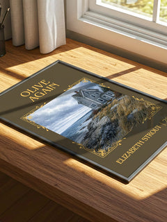 Olive Again Classic Book Art Print by Elizabeth Strout – print on a sunlit desk
