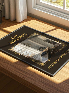 Oh William! Classic Book Art Print by Elizabeth Strout – print on a sunlit desk